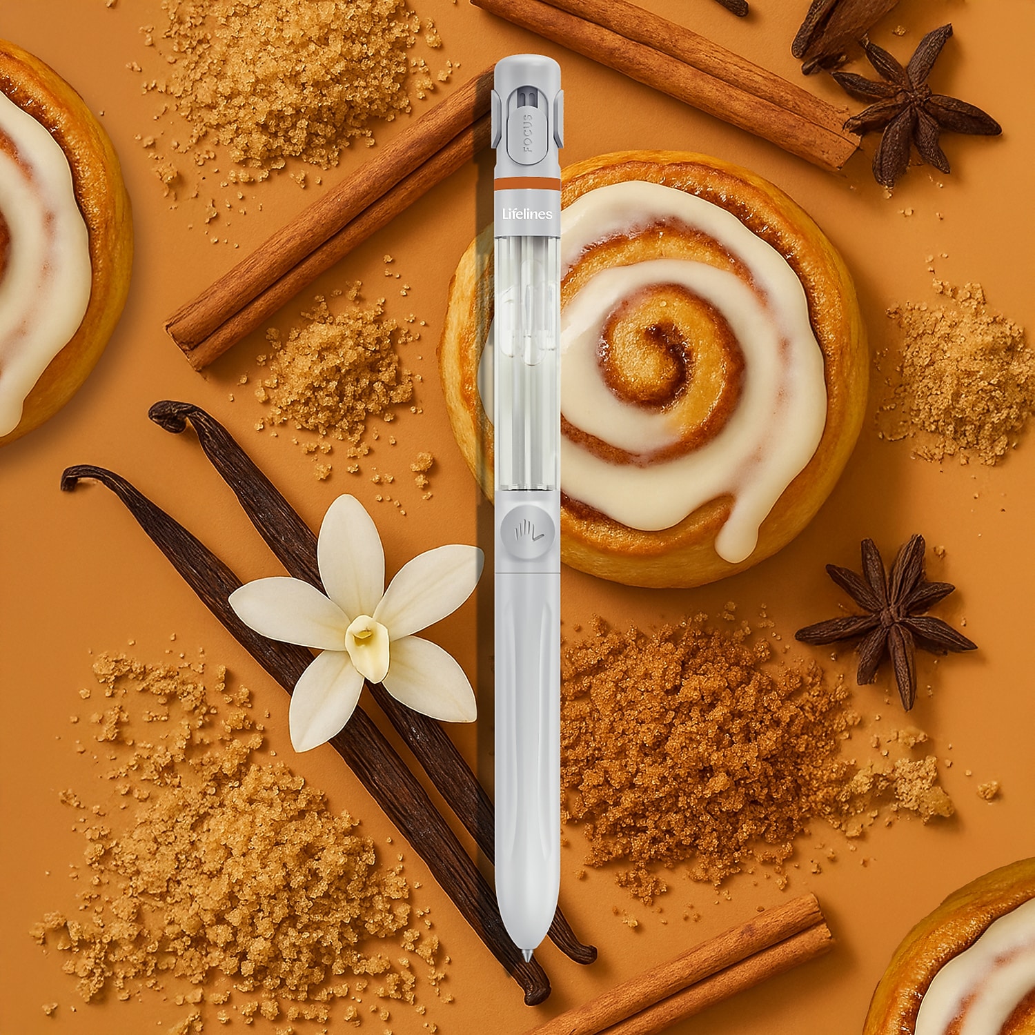 Lifelines LL123122 Essential Oil Blends Pen Diffuser, Cinnamon Roll Scent, White