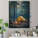 thumbnail image 4 of Qisvanset Framed Canvas Wall Art 12x16 Inch Retro Campfire Tent Forest Nature Canvas Art, 4 of 5