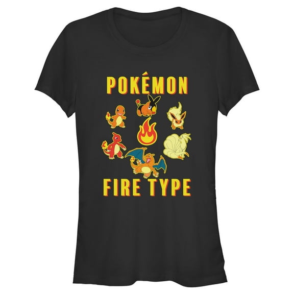 Junior's Pokemon Generations Fire Type Graphic Tee Black Small