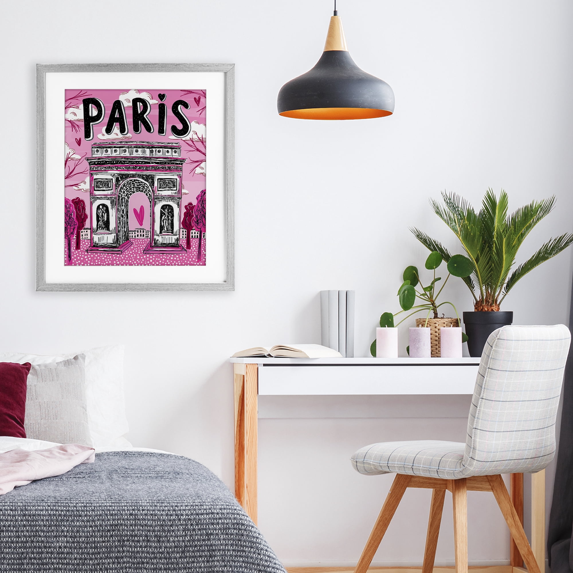 Stupell Industries Romantic Paris Arc de Triomphe Gray Framed Print Under Glass, design by Jess Stempel