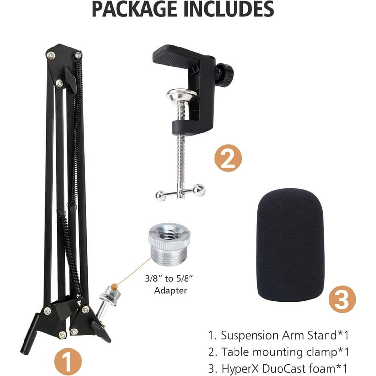 SUNMON HyperX DuoCast Boom Arm, Adjustable USB Gaming Microphone