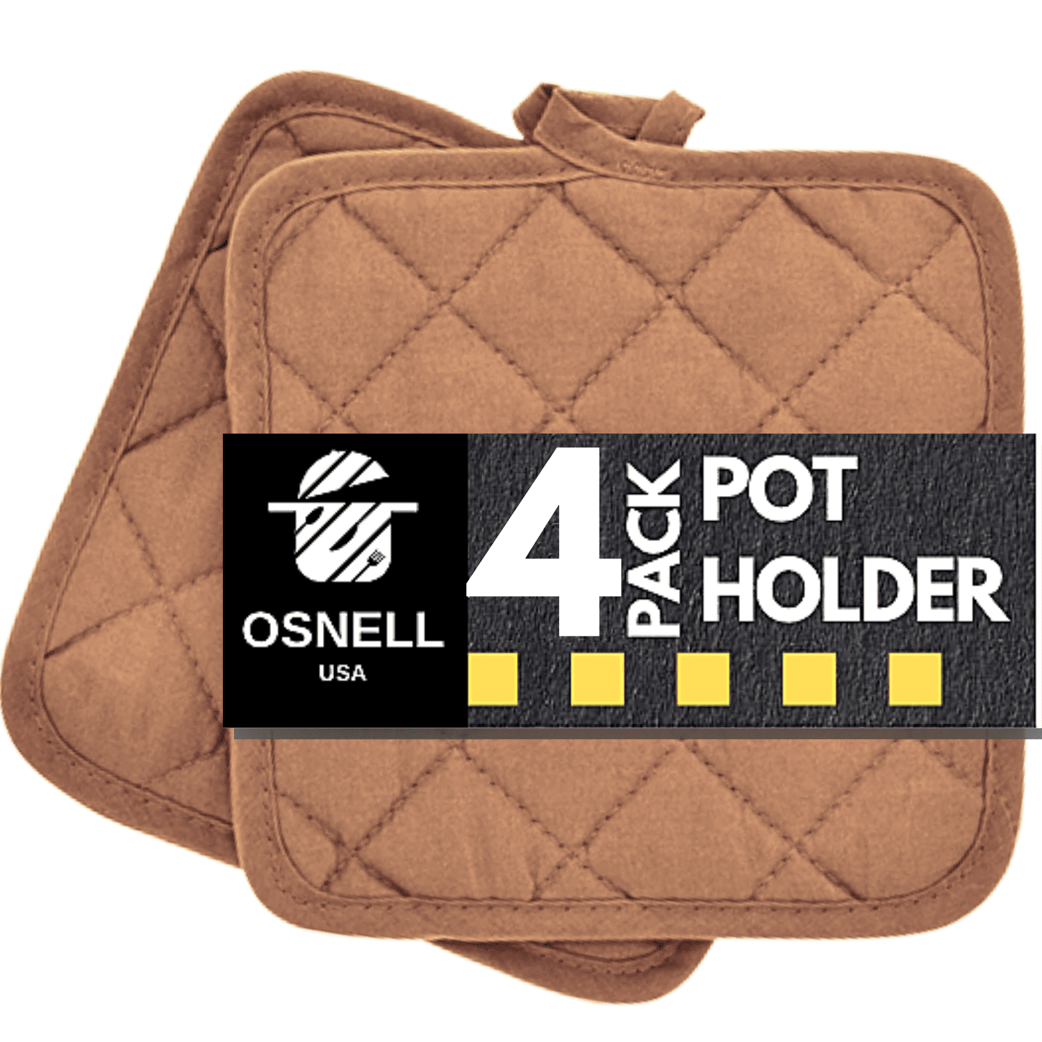 Pot Holders 7" Square Solid Color (Pack of 4) Brown Pot Holders For