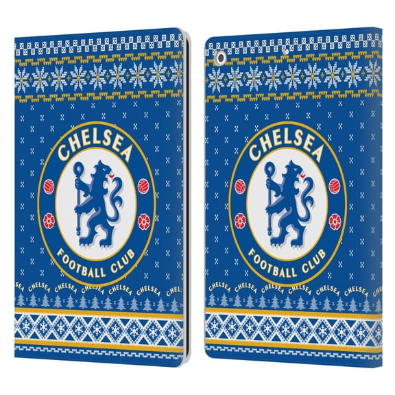 Head Case Designs Officially Licensed Chelsea Football Club Christmas Jumper Pattern 3 Leather Book Wallet Case Cover Compatible with Apple iPad 10.2 2019/2020/2021