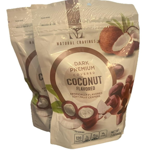 Dark Covered Coconut Flavored Soft Fruit Centers 7 oz Bag