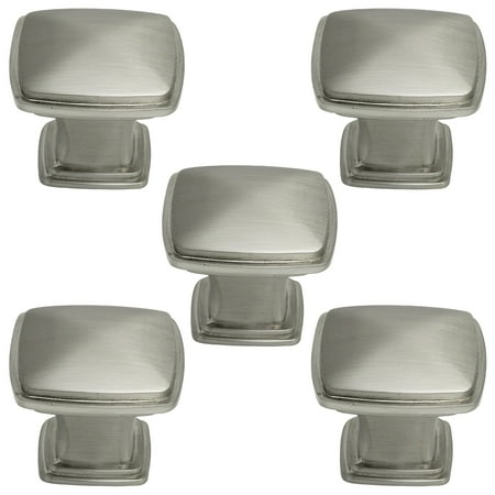 5 Packs of Brushed Satin Nickel Cabinet Hardware Square Pyramid Deco Knobs