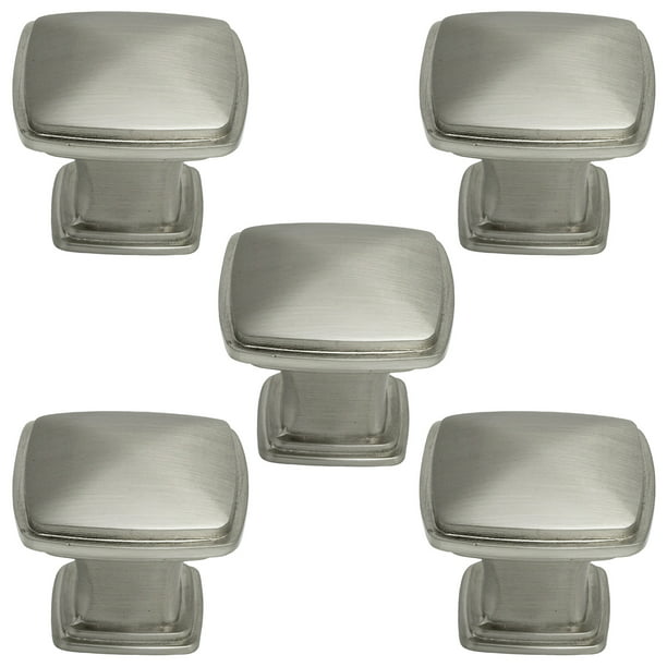 5 Packs Of Brushed Satin Nickel Cabinet Hardware Square Pyramid Deco Knobs Com - Bathroom Vanity Knobs Brushed Nickel