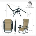 thumbnail image 6 of Lavish Home Zero Gravity Lounge Chairs, Set of 2 Folding Recliners with Side Table, Cup Holder & Pillow, Beige, 6 of 9
