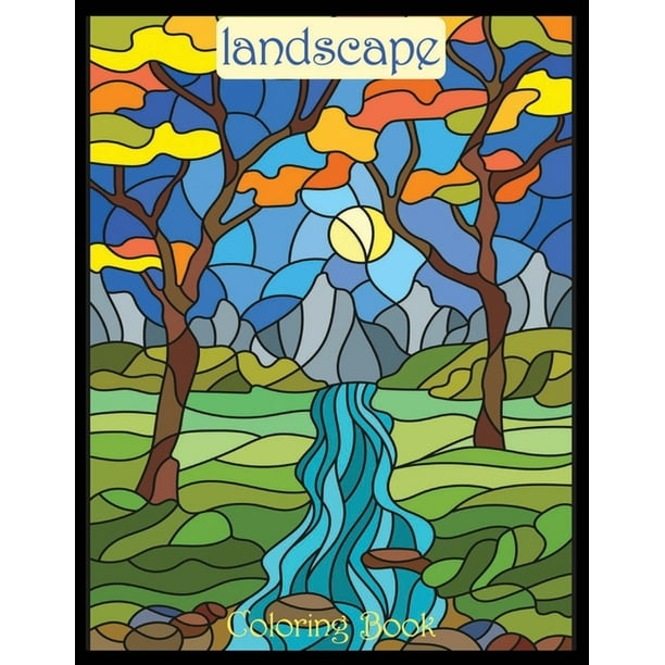 Download Landscape Coloring Book Nature And Landscapes Coloring Book Easy And Simple Large Print Designs For Adults