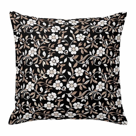 Pillow Covers 24x24 Inch, Black White Floral Linen Pillowcase with Invisible Zipper, Farmhouse Vintage Botanical Leaves Decorative Throw Pillow Covers Cushion Case for Couch Sofa Bed Living Room