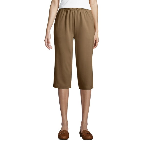 Lands' End Women's Sport Knit High Rise Elastic Waist Pull On Capri