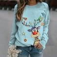 thumbnail image 1 of Chandail de Noël pour Femmes 2023 Mode Décontractée Imprimé Col Rond Ample Manches Longues Hauts Blouse Chandails Sans Capuche en Liquidation, 1 of 4