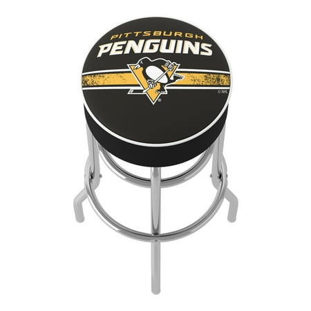 Pittsburgh Penguins NHL Padded Swivel Bar Stool - Black, Gold, White