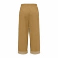 thumbnail image 5 of Lumtrix Capri Pants For Women Cotton Linen Casual Summer Beach 2026 Elastic High Waist Wide Leg Loose Drawstring Cropped Trousers Khaki XL, 5 of 5