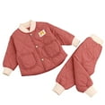 thumbnail image 2 of KYAIGUO 2Pcs Baby Kids Girls Boys Autumn Winter Cotton Outfit Toddler Thick Warm Cotton Top+Cotton Pants Set,Long Sleeve Lapel Button Casual Set Unisex Clothes Set,Size 1-6T, 2 of 8