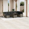thumbnail image 1 of vidaXL 9 Piece Garden Sofa Set with Cushions Grey Poly Rattan, 1 of 5