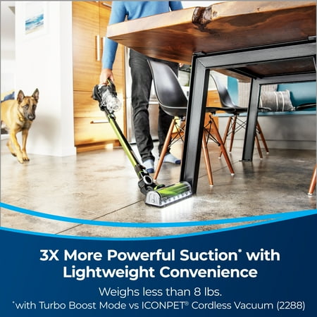 BISSELL - ICONPET TURBO EDGE Cordless Stick Vacuum - Black, Cha Cha Lime