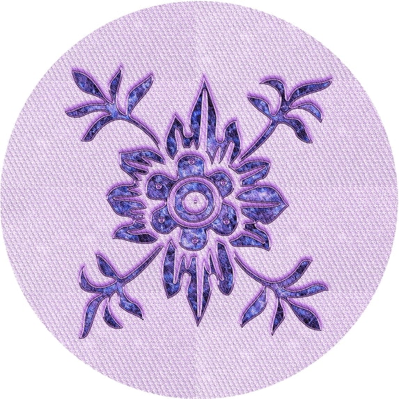 Ahgly Company Machine Washable Indoor Round Transitional Purple Area Rugs, 3' Round