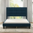 thumbnail image 7 of King Size Bed Frame With Buttoned Linen Headboard,Modern Upholstered Platform Bed with Heavy Duty Base and Wood Slat Support,No Box Spring Required,No Noise, 7 of 7