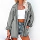 thumbnail image 4 of Puntoco Mujeres Damas Sólido Turn Down Collar Chaqueta Bolsillo Manga Larga Abrigo Prendas de Vestir Exteriores Flash Picks Puntoco Puntoco-6770, 4 of 9