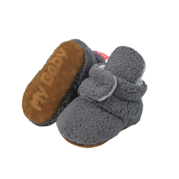 Baby Booties Newborn Infant Shoes Cozy Soft Warm Cotton Boots for Boys Girls Dark Gray 6-12 Months
