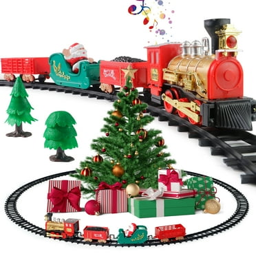 Christmas Train Set Electric Train Toy for Boys Girls Railway Kit Under Around The Christmas Tree with Sounds Lights