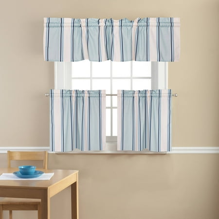 Mainstays To The Lighthouse 3 Piece Blue Stripes Kitchen Window