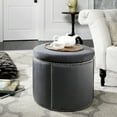 thumbnail image 2 of Safavieh Jody Modern Glam Round Storage Ottoman w/ Silver Nail Heads, 2 of 10