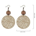 thumbnail image 3 of BNNG Geometric Wooden Dangle Earrings Retro Hollow Disc Frosted Earrings Ethnic Style Carved Earrings Double Sided Wooden Earrings Rose Gold Drop Earrings, 3 of 4