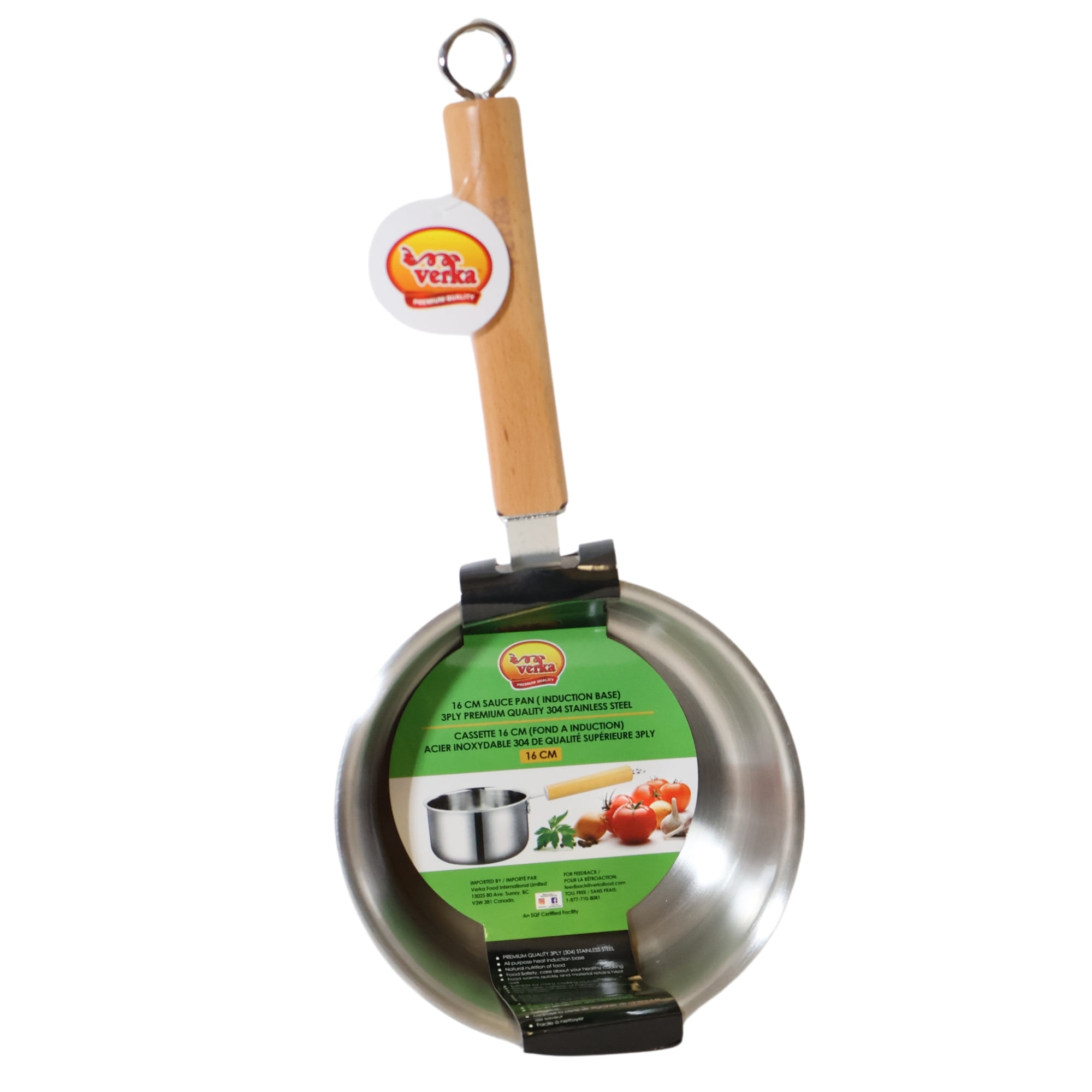 Verka 3-Ply Sauce Pan With Long Wood Handle Without Lid 16 CM