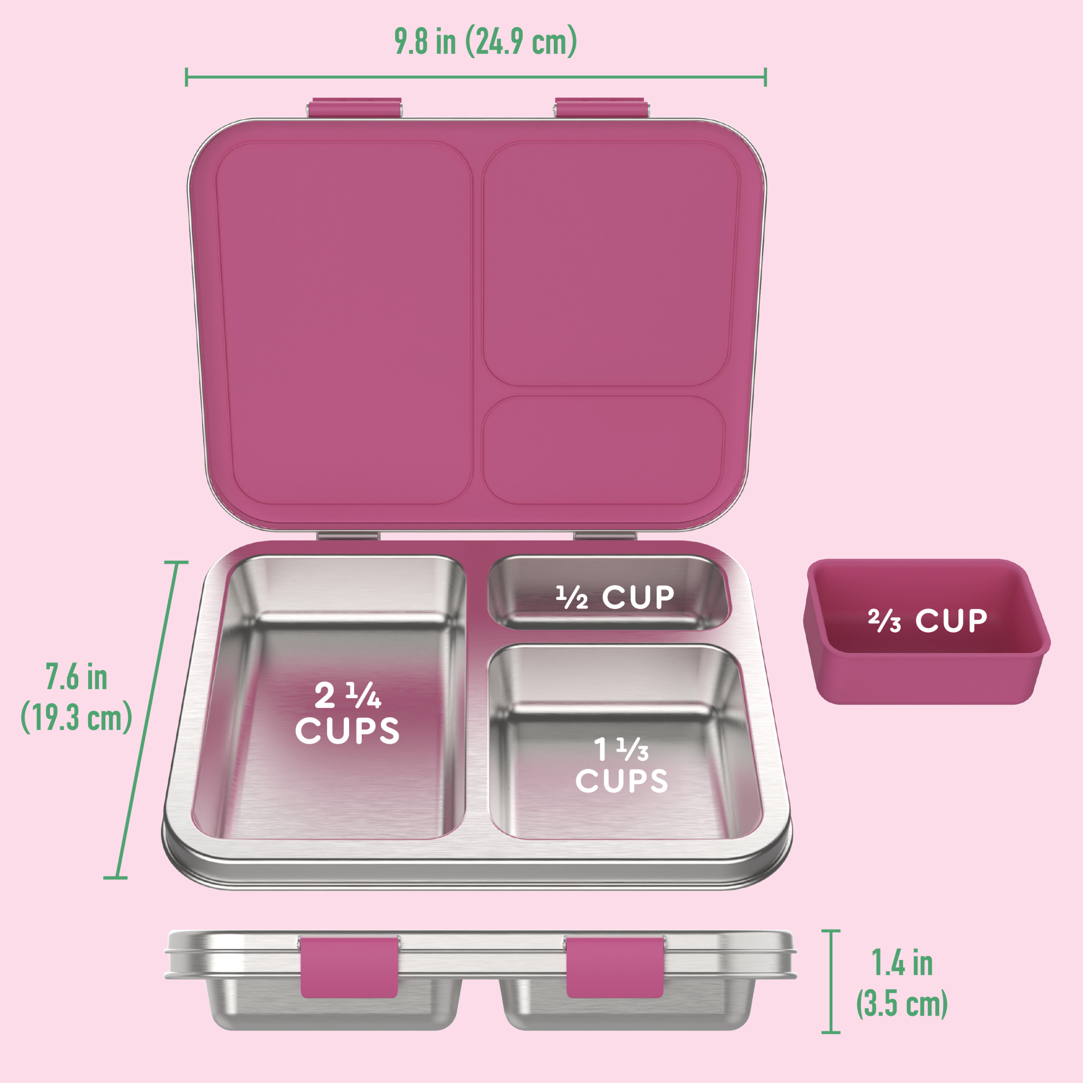 Bentgo Kids Stainless Steel Lunch Box - Fuchsia photo 7
