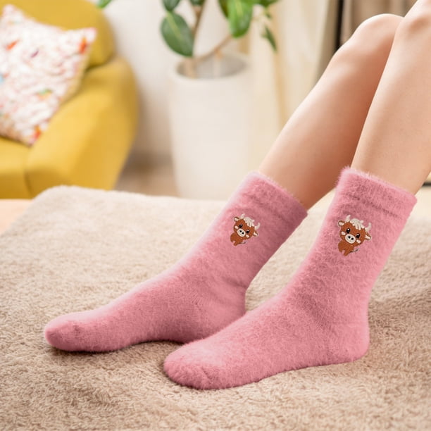 Calcetines gruesos y cálidos de invierno para mujer, con forro polar, hasta media pantorrilla | Calcetines suaves y cómodos para dormir | Calcetines térmicos de moda para el frío | Calcetines