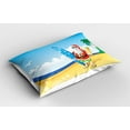 thumbnail image 2 of Ambesonne Christmas Pillow Sham 2 Pack, Santa on Beach Surf, 36"x20", Blue Yellow, 2 of 3