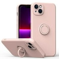 thumbnail image 1 of Funda de color sencillo para iPhone 14 Plus con soporte de anillo, placa metálica para carga magnética, diseño antigolpes y soporte giratorio de 360 grados., 1 of 5