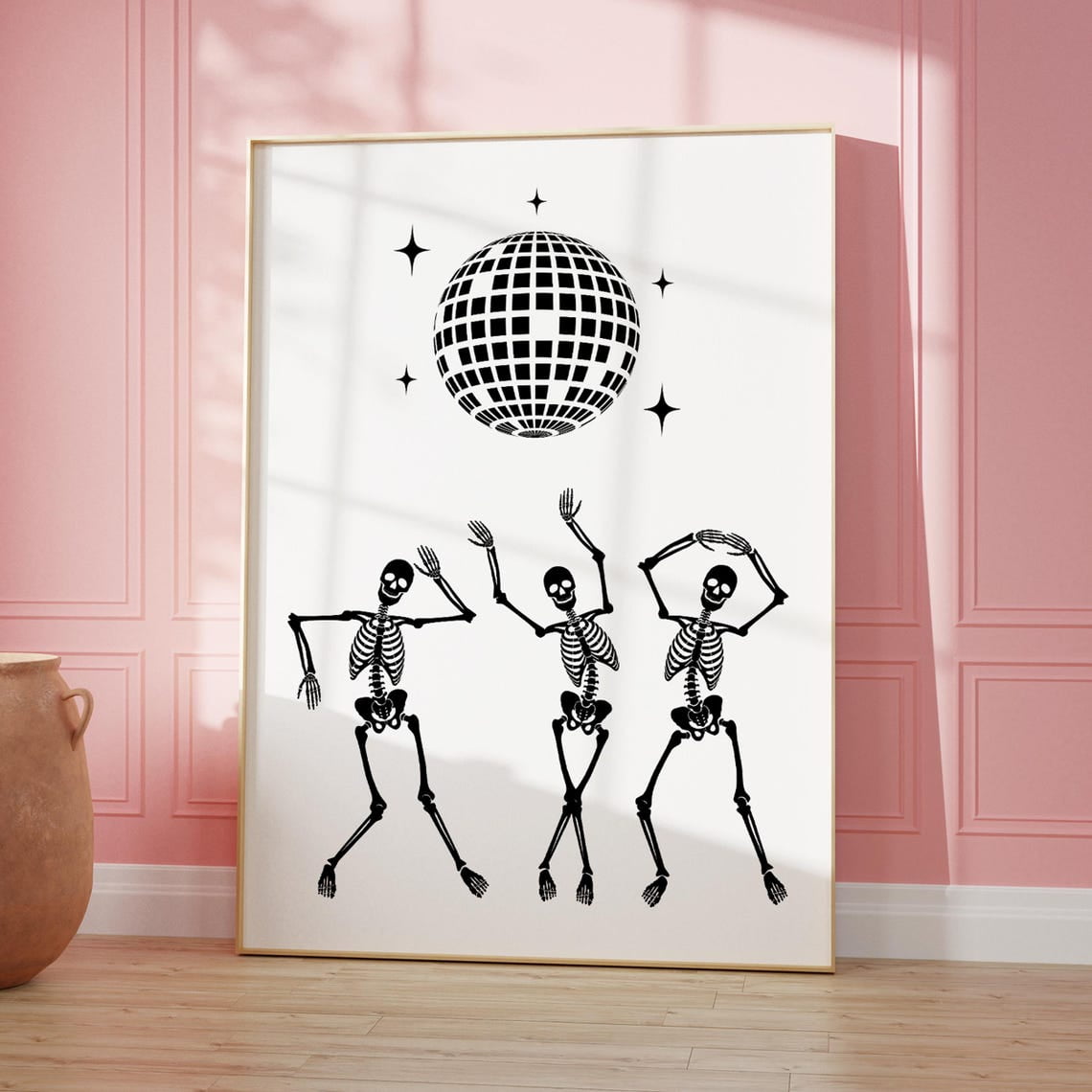 Dancing Figures Disco Ball Halloween Home Decor Wall Art Unframed Paper Print