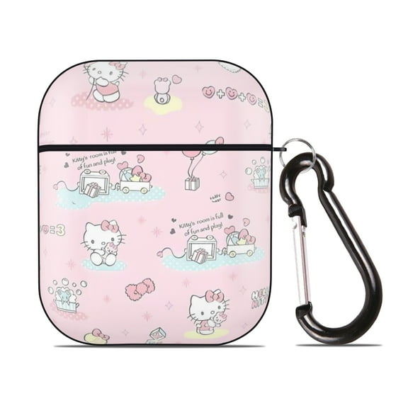 Hello kitty AirPods 2nd Generation Protective Case (Hard Shell Black) AirPods Protective Case PC Protective Case Buckle, Compatible with Apple AirPods 2nd Generation Charging Box