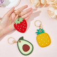 thumbnail image 4 of 3Pcs 3 Fruit Style Cute PU Leather Protective Case Holder Universal Key Chains Additional Rings for Small Keys Anti-Lost D-Ring Carabiner Clip for Purse Backpack Ornament 75.5x58x11mm, 4 of 5