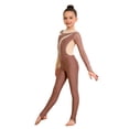 thumbnail image 3 of CHICTRY Toddler Girls Mesh Patchwork Unitard Full Length Gymnastic Leotard Tumbling Bodysuit Color Block Dance Jumpsuit Dusty Pink 6, 3 of 6