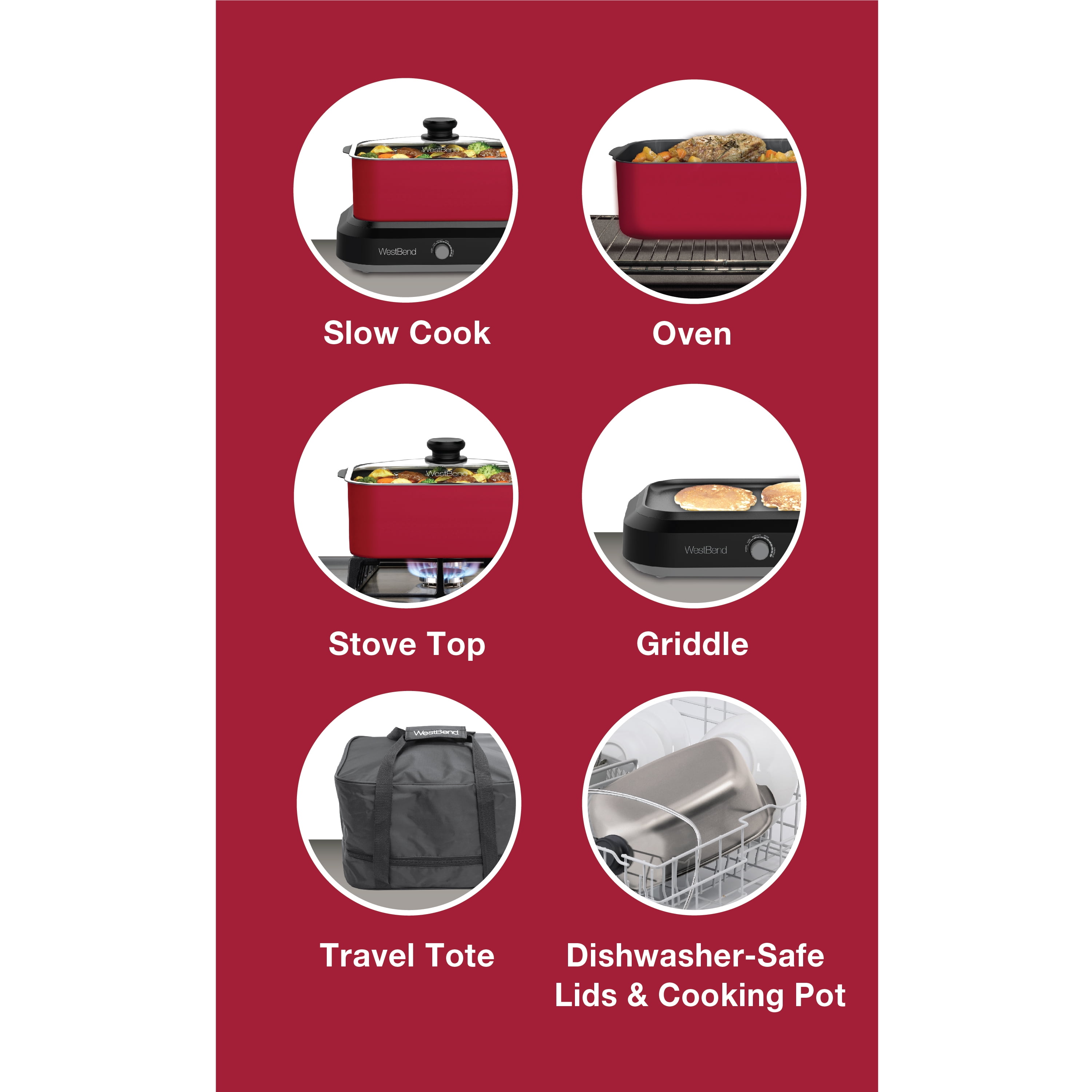 West Bend 87906 6 Qt. Oblong Slow Cooker with Tote - Stainless, 1 - Kroger
