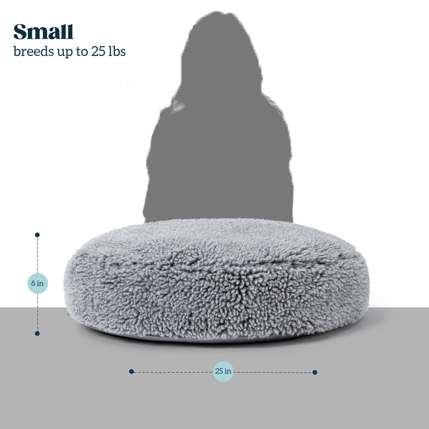 Pelzin Stoutwool Indestructible Dog Bed - Round Chew Proof Dog Bed - Fluffy Pillow Bed for Aggressive Chewers - Durable - Washable - Ideal for Small Dog Breeds - 25", Charcoal