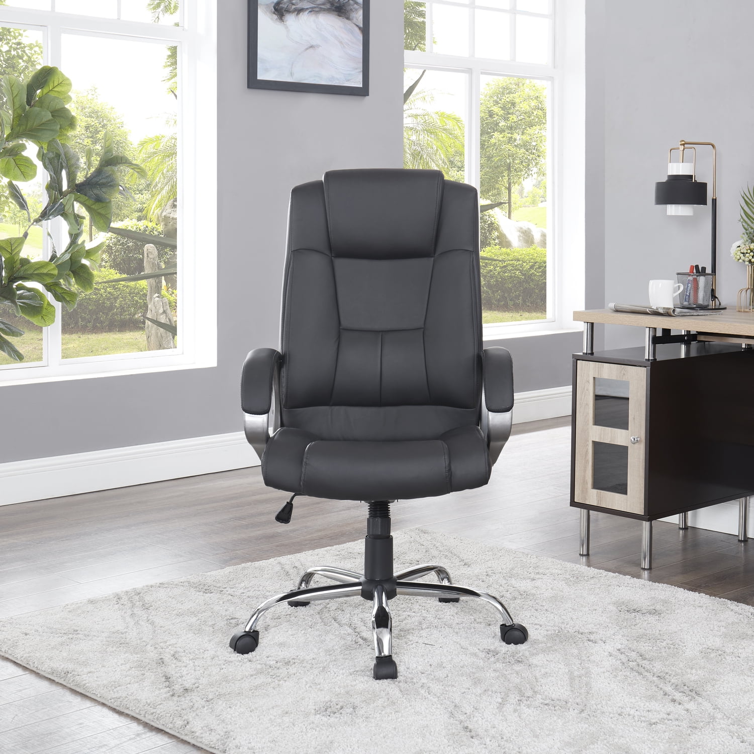 High-Back Executive Office Chair by Naomi Home-Color:Black,Style