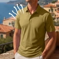thumbnail image 2 of Polo Shirts for Men Stylish Collared Short Sleeve Ice Silk Top Fitness Moisture Wicking Quick Dry Work Blouse, L, 2 of 9