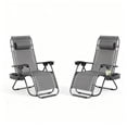 thumbnail image 1 of Garvee Juego de 2 Sillas de Salón Ajustables Zero Gravity, Bandeja para Almohada y Portavasos, Gris, 1 of 8