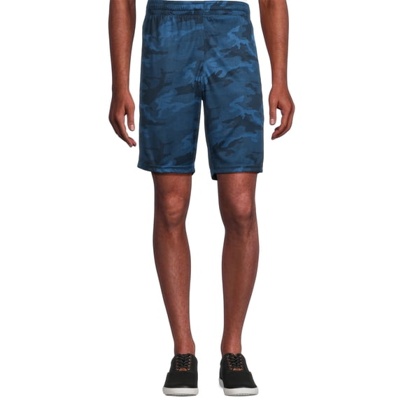 Athletic Men's Camo Shorts, 9" Inseam, Size L Blue