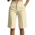 thumbnail image 2 of Betivan Bermuda Shorts for Women Summer Dressy Casual Elastic High Waisted Wide Leg Knee Length Shorts with Pockets, 2 of 9