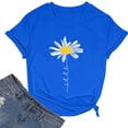thumbnail image 2 of Trendfront Womens Daisy T-Shirt Flower Graphic Print Tee Crewneck Short Sleeve Summer Loose Fit Casual Pullover Daily Classic Tops, 2 of 8