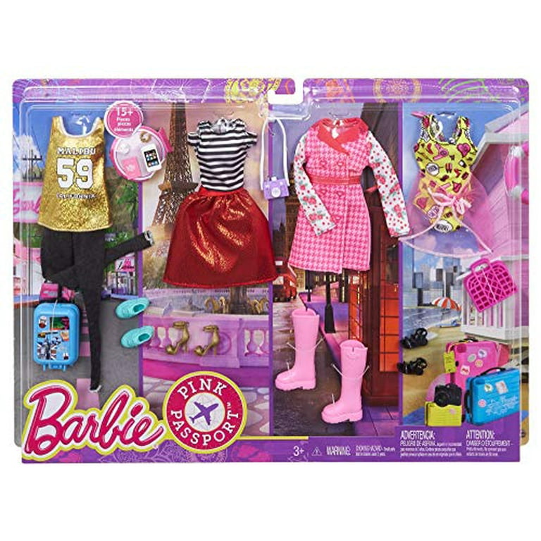 Barbie Pink Passport Travel Fashions Doll Clothing and Accessories