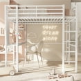 thumbnail image 2 of Walsunny Loft Bed Twin Metal Bunk Bed with Desk Guardrail Secured Ladder for Adults Girls Boys Bedroom Loft Dormitory,White, 2 of 8