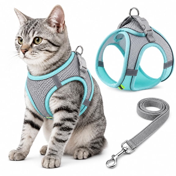 2027 Pawras Cat Harness, Step in Cat Harness with Leash, Soft Breathable Vest for Small Medium Cats, Secure Cat Leash and Harness Set