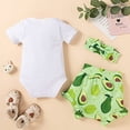 thumbnail image 7 of Styles I Love Infant Baby Girls Daddy's Girl and My Mommy's Bodysuit and Ruffle Shorts, Headband 3pcs Short Sleeve Outfit (6 Months, Avocado), 7 of 7