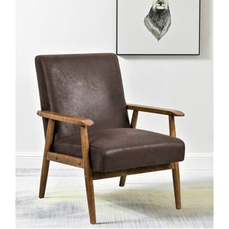 SONGMICS Mid-Century Modern Accent Chair - Solid Wood Armrest Leisure Chair For Living Room & Bedroom